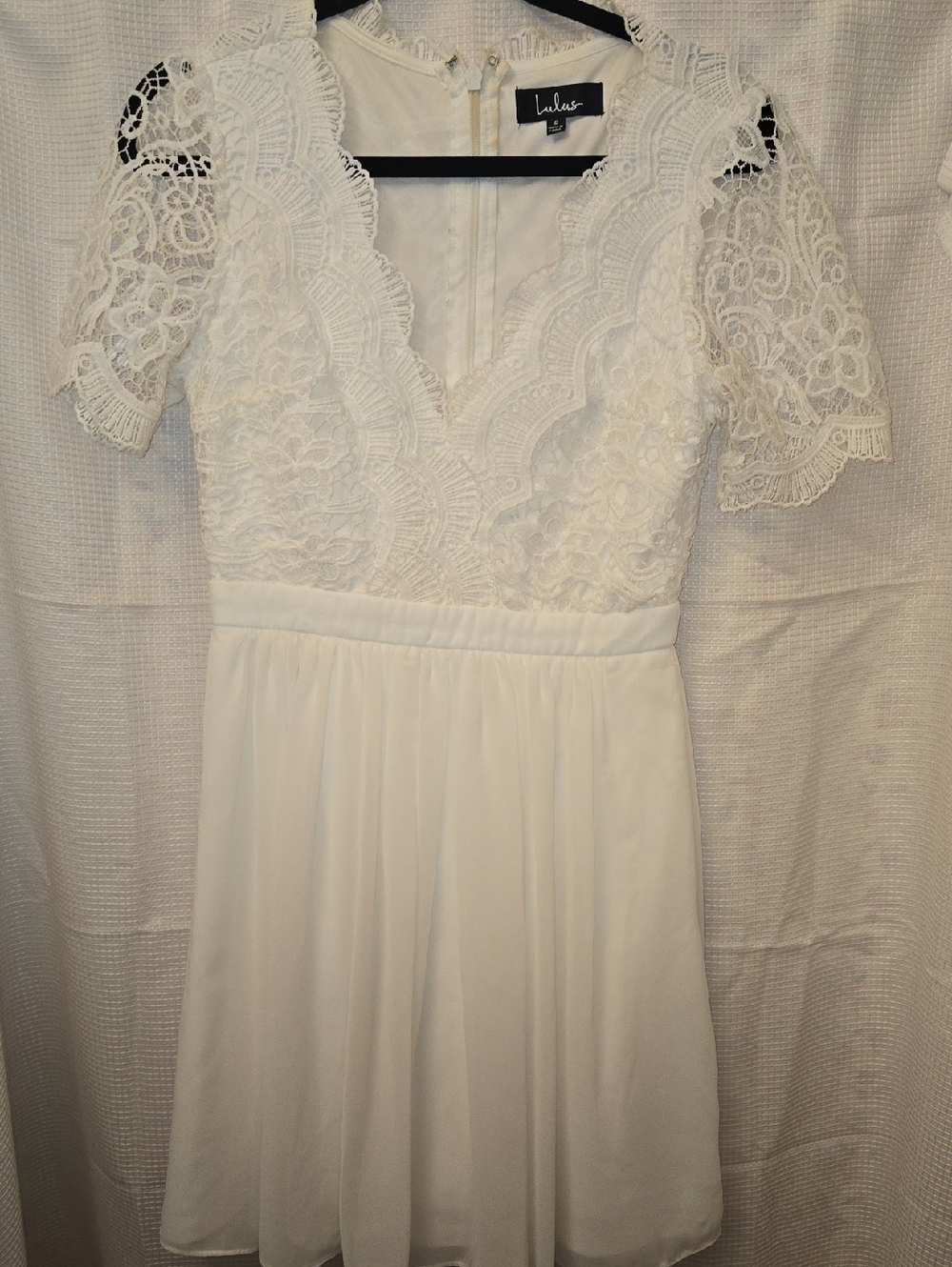 Lulus White Lace V-Neck Fit & Flare Mini Dress